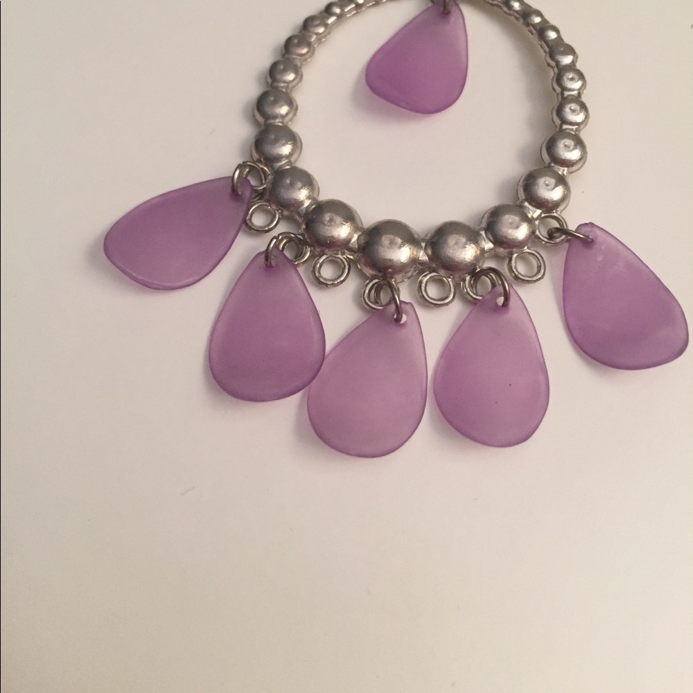 Silver and purple hoop earrings - Picture 3 of 3